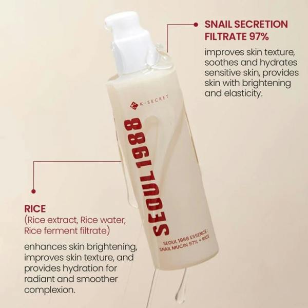 K-SECRET SEOUL 1988 Essence Snail Mucin 97% + Rice 100ml