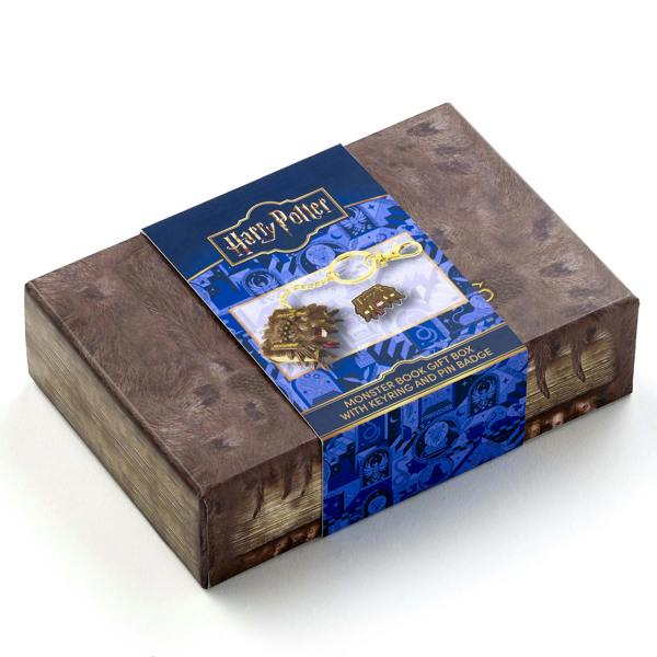 The Carat Shop Harry Potter Monster Book Gift Box with Monster Book Keyring and Pin Badge