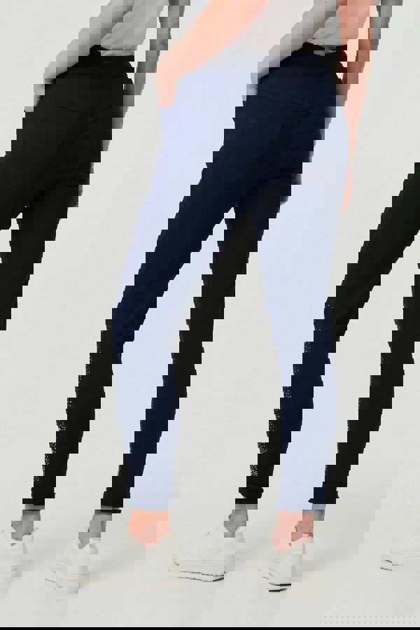 Navy | Diamante Detail Slim Cropped Trousers
