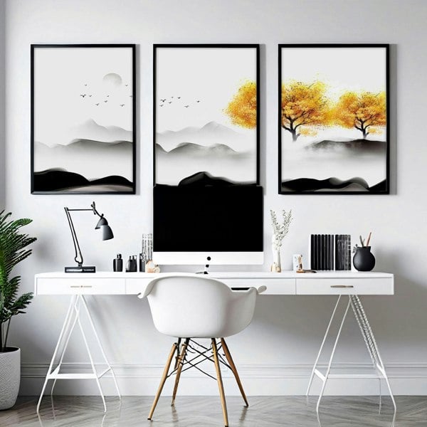 Office prints for the wall | set of 3 framed wall art