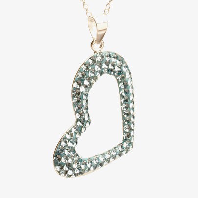 T. H. Baker T H Baker Silver Pavé Cubic Zirconia Blue Heart Pendant P-1577-N-BLU