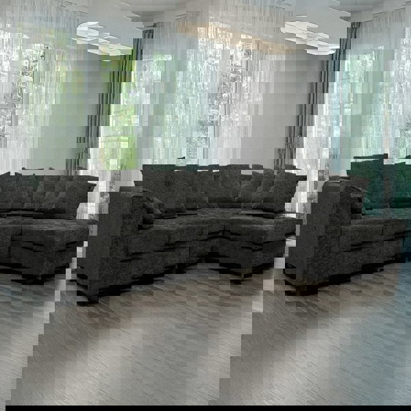 Furnishings For Less Monaco Chenille Fabric 5 Seater L Shaped Corner Sofa