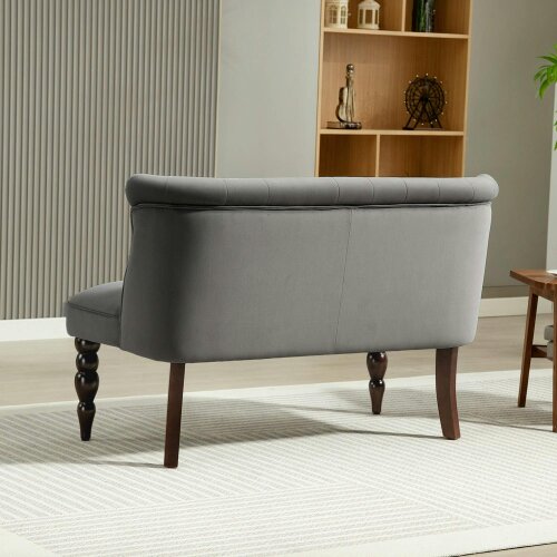 Wyld Haus Nolali Velvet Grey Diamond Button Tufted Wingback 2 Seater Sofa