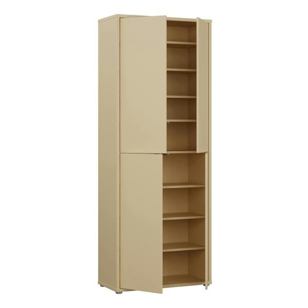 Furniture To Go Alice Springs Tall Shoe Cabinet with 4 Doors Push-to-Open in Butter Yellow