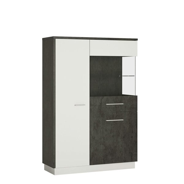 Furniture To Go Zingaro Low display cabinet (RH) in Grey and White
