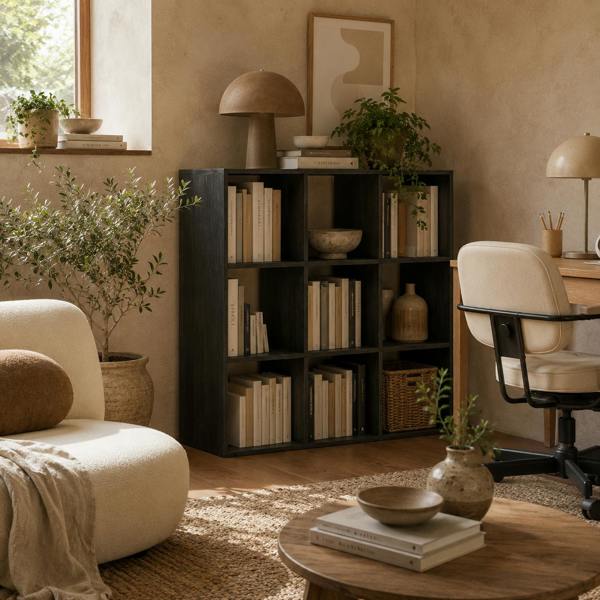 Wyld Haus Solipa Wood Black 9 Cube Storage Bookcase