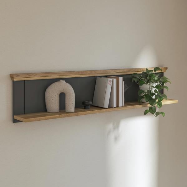 Furniture To Go Pontypool Wall Shelf in Grey and Mauvella Oak