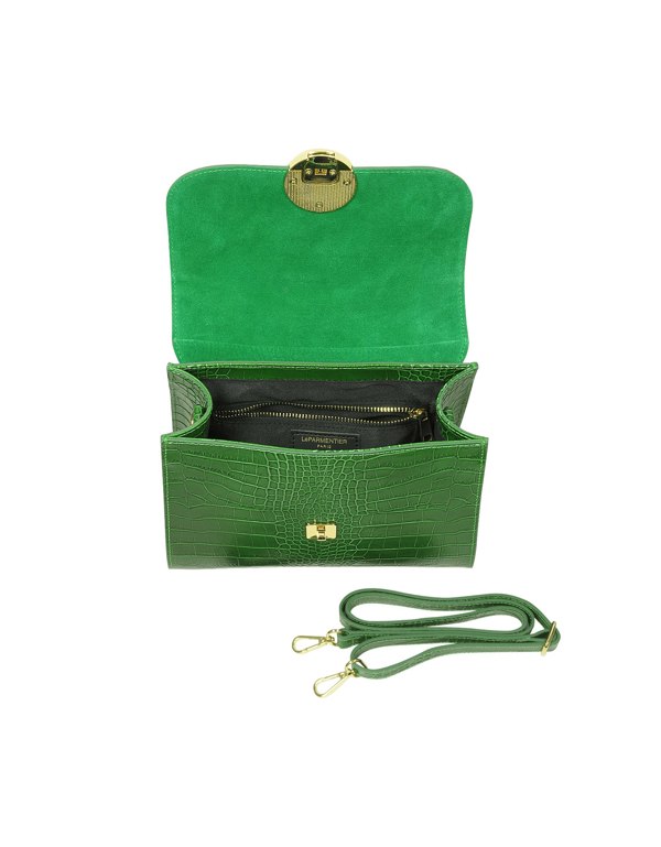Le Parmentier Bombo Croco Top-Handle Satchel Bag - Green