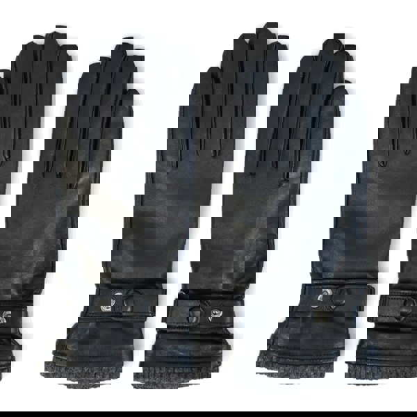 Infinity Leather Men’s Genuine Leather Ribbed Knit Cuff Gloves