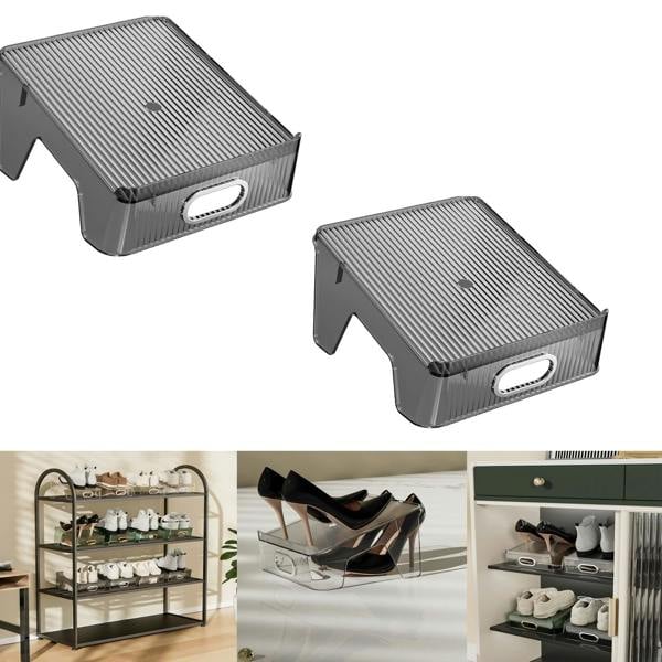 HYGRAD BUILT TO SURVIVE Double Layer Shoe Rack Slots Organizer 25 X 23 X 12.7cm Transparent Plastic Shoe Holder Wardrobe Storage