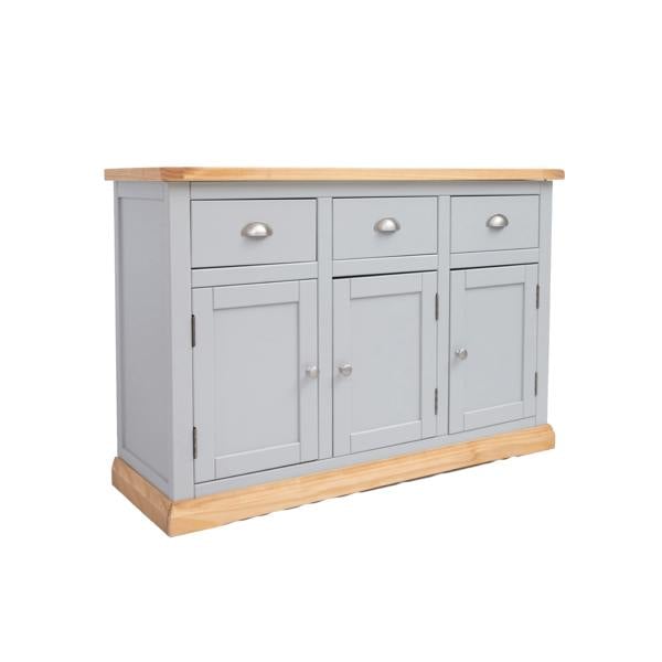 Cabinet Bits Bomporto Light Grey 3 Drawer 3 Door Sideboard Chrome Cup Handle