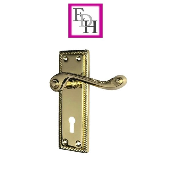 EDH Door Hardware Georgian Style Scroll Brass Finish Door Handles – Internal Door Handles