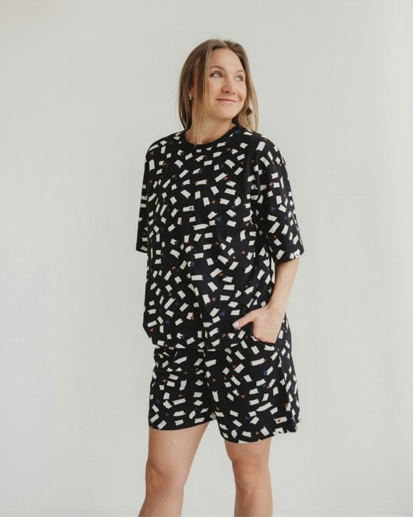 Audrey Black Confetti Print Shorts - image 2