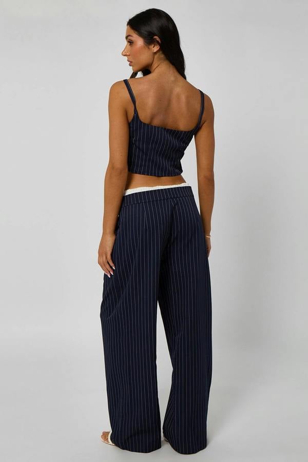 Urban Bliss Pinstripe Corset Top with Tie Detail