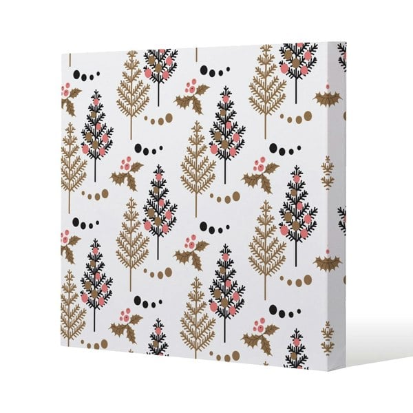 Benjamin Tate Design Christmas Tree, Holly leaf pattern Slim Style Canvas Print  30x30cm , 15mm Slim Real wood.