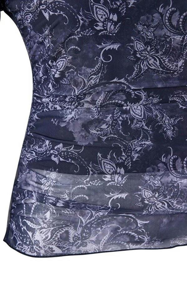 WOVCOR Shawl Pattern Boat Neck Asymmetrical Fitted Plus Size Blouse
