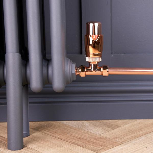 Flode Straight Thermostatic Radiator Valve Pack | 15mm x 1/2" | Copper