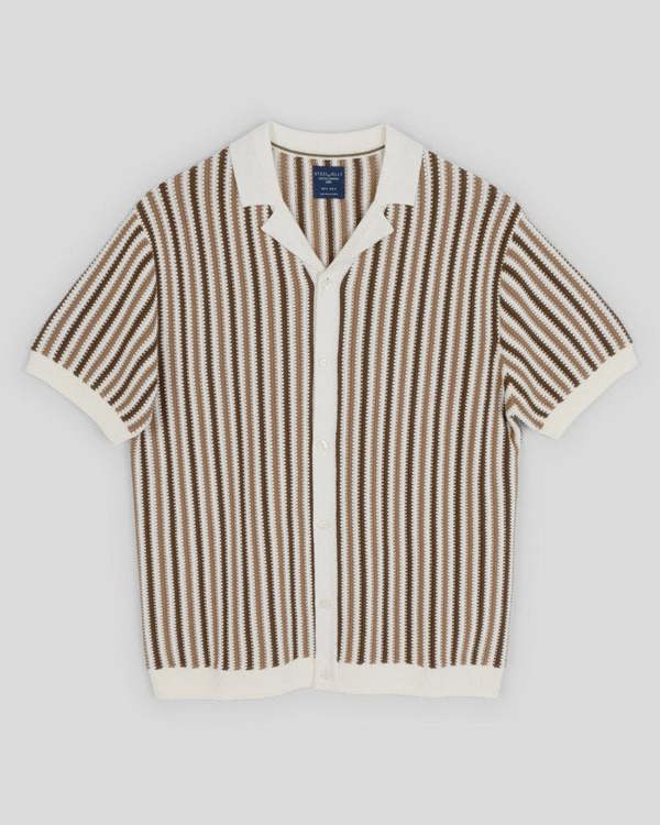 Steel & Jelly Stanmore - Tonal Stripe Knitted Short Sleeve Shirt