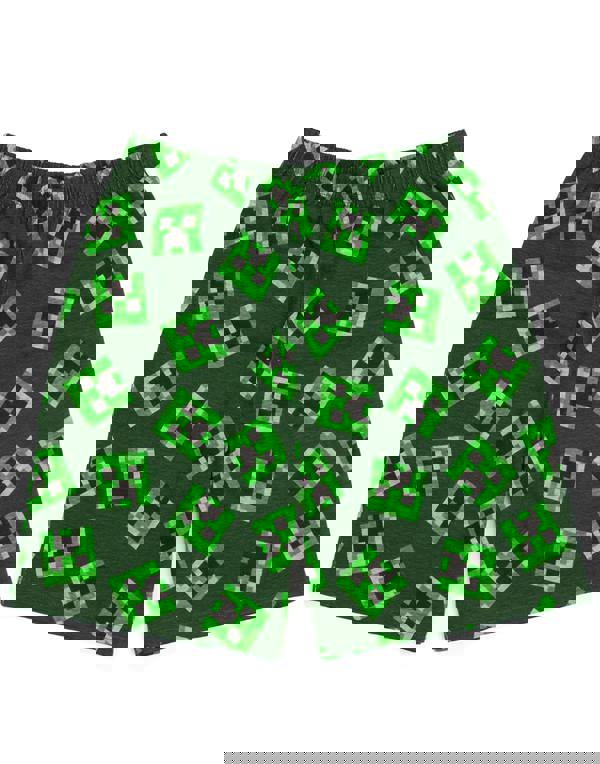 Minecraft Boys Green Creeper & Zombine All-Over Print Short Sleeve Short Leg Pyjama Set