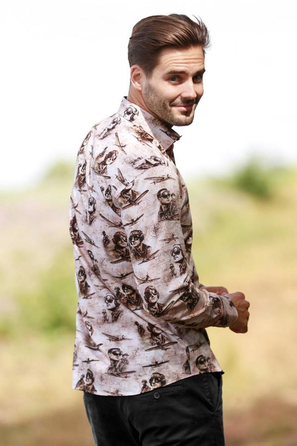 AIR FORCE TENCEL PRINT SHIRT - Claudio Lugli Shirts