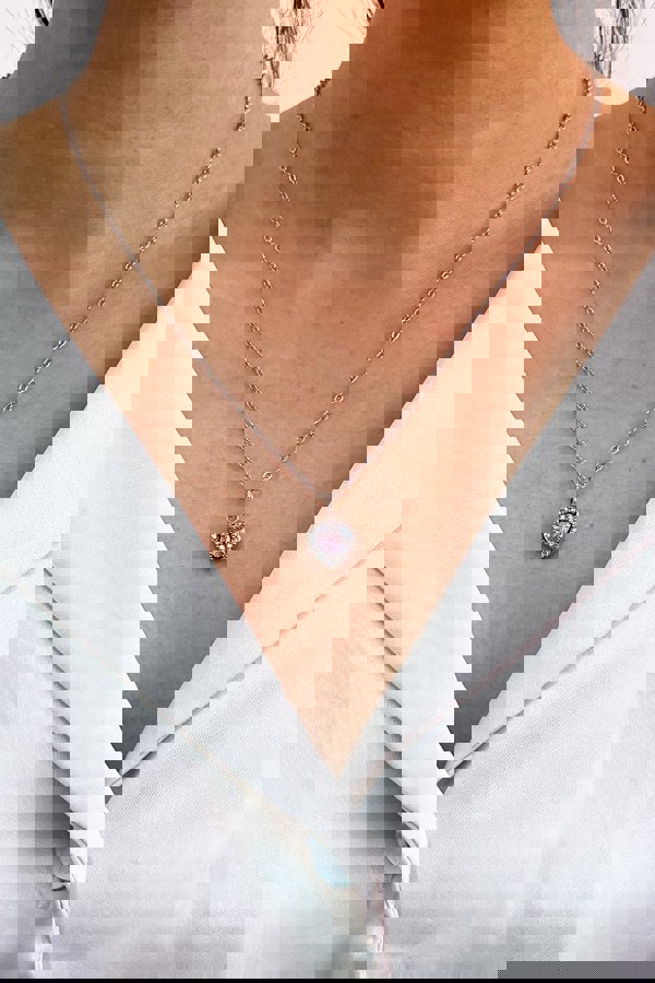 SVNX Pink Crystal Heart Pendant Necklace in Silver Colour - Gift Boxed