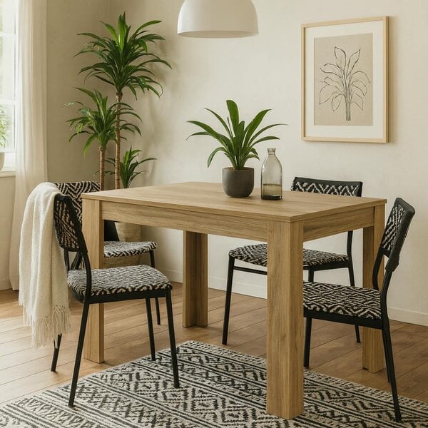 Wyld Haus Faro Extendable Industrial Style Dining Table Mauvella Oak Legs