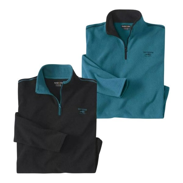 Atlas For Men Mens Microfleece Jumper (Pack of 2) - Black/Blue