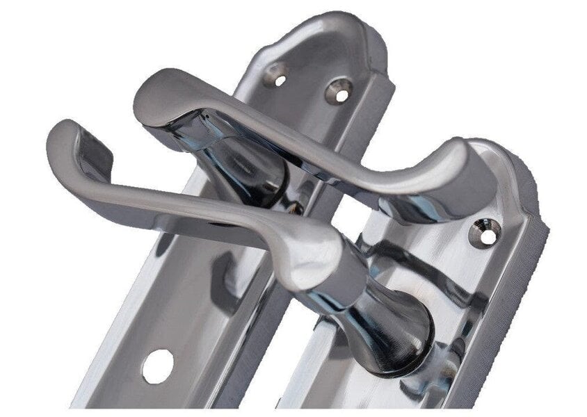 EDH Door Hardware Chrome Door Handles - Askworth Internal Door Handles with Bathroom Sash