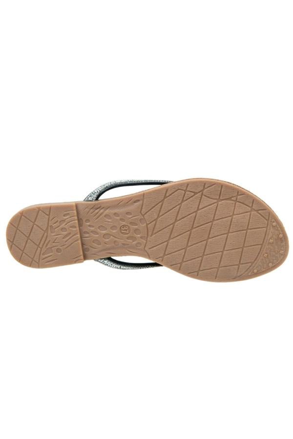 Crystal Sparkle Flip Flops Black, featuring flat footbed