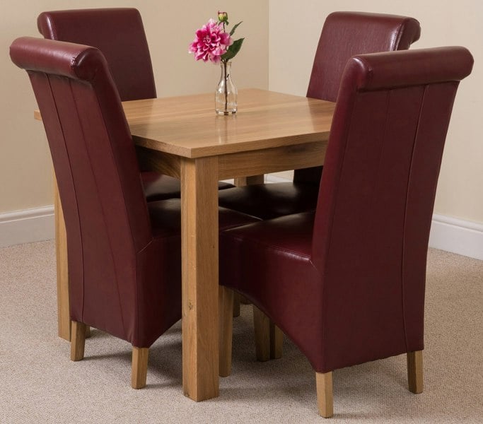 That's Furniture Oslo 90 x 90cm Small Square Oak Dining Set with Montana Leather Chairs