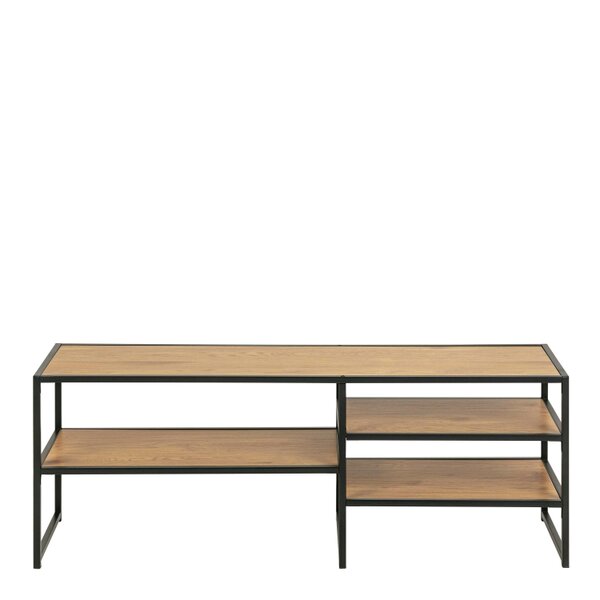 Wyld Haus El Paso Black Metal and Wild Oak Veneer Open TV Unit 3 Shelves