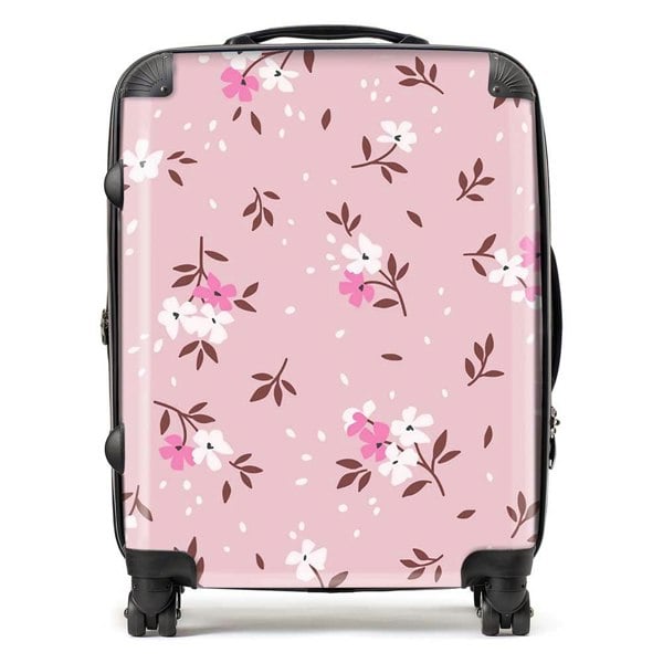 Warren Reed Pretty Pink Flower Pattern Suitcase