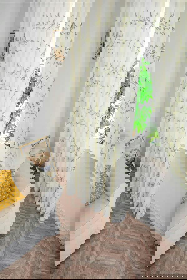 Luxury Living Leaf Embroidered Tulle Voile Curtains Pencil Pleat