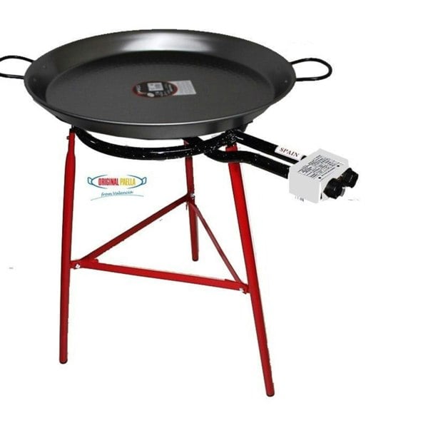 Callow Paella Cooking Set with 60cm Steel Paella Pan, Gas Burner, Legs & Spoon