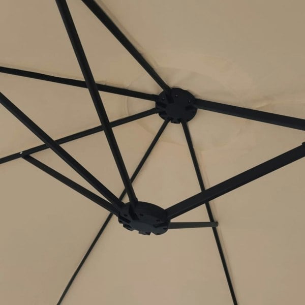 Berkfield Double-Head Parasol with LEDs Taupe 449x245 cm