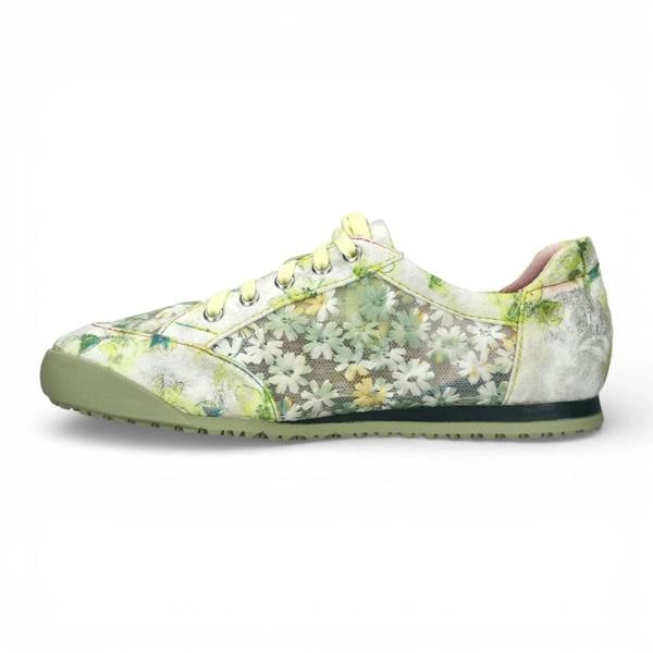 Laura Vita Tivanao 05 - Women's Yellow Floral Leather Sneakers