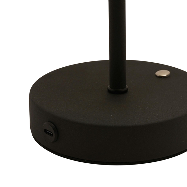 Hestia Black Ribbed Glass USB LED Touch Table Lamp