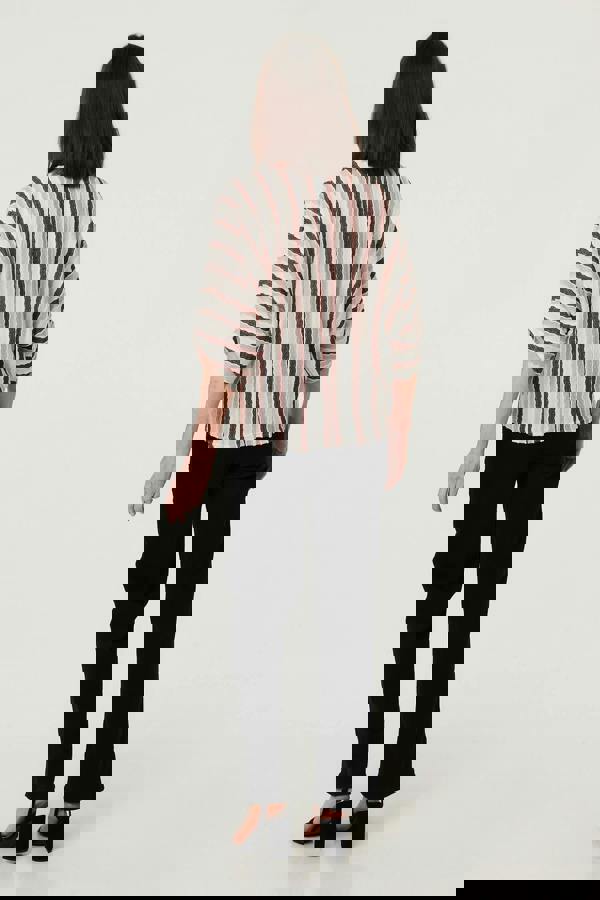 Pink | Striped 3/4 Sleeve Relaxed Necklace Top