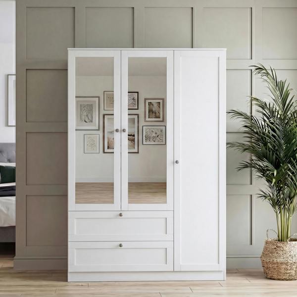 Vida Designs Altino 3 Door 2 Drawer Mirrored Wardrobe