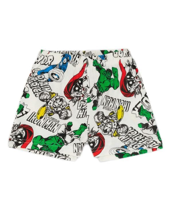 Marvel Boys White Scattered Print & Marvel Print on Top Short Sleeve Short Leg Pyjama Set