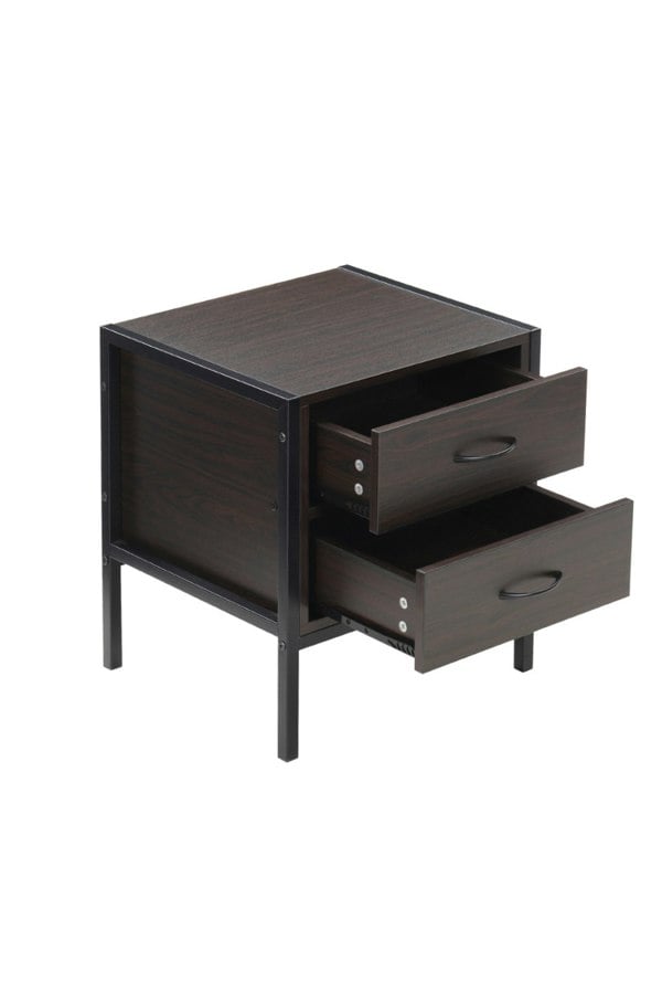 Living and Home 2 Drawers Retro Style Wooden Bedside Cabinet