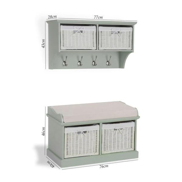 Statement Furniture Tetbury Small Hallway Set with Storage Baskets and Cushion Seat
