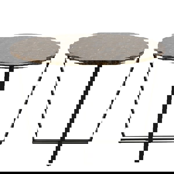 Furniture To Go Amble Round Dining Table with Brown Marble Melamine Top & Black Legs