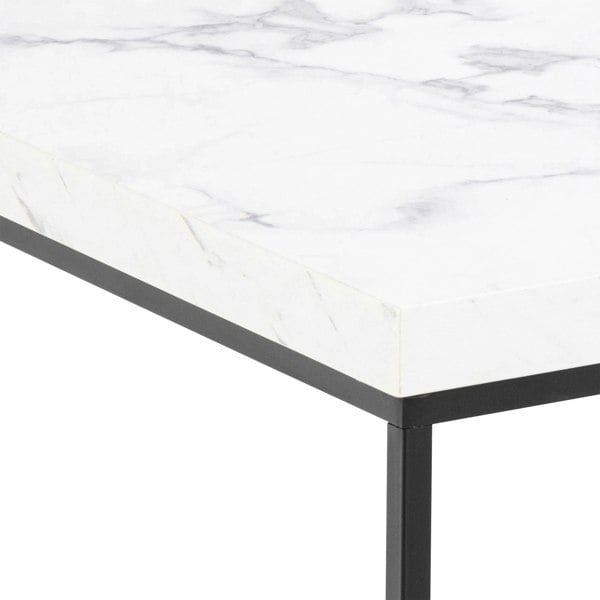 Furniture To Go Barossa Coffee Table with White Marble Effect Top & Black Steel Base 60cm
