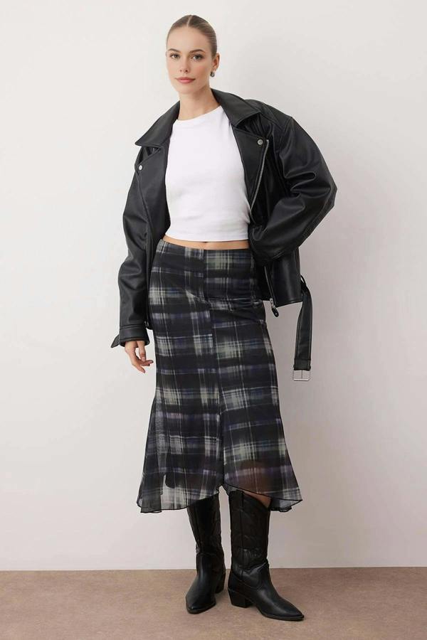 WOVCOR Tulle Stretch Knit Skirt