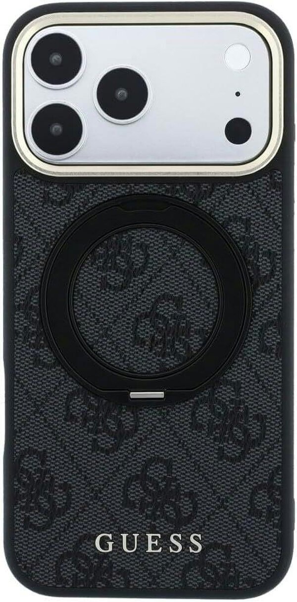 Guess Ring Stand 360 Rotation 4G Classic Logo Case with MagSafe for iPhone 17/18 Pro Max 6.9" Black - GUHMP18X6PS4RSCLK