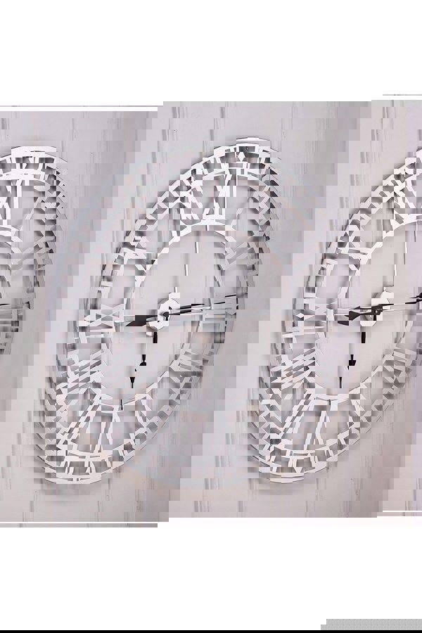 Living and Home 80cm Dia Silver Roman Numerals Metal Wall Clock