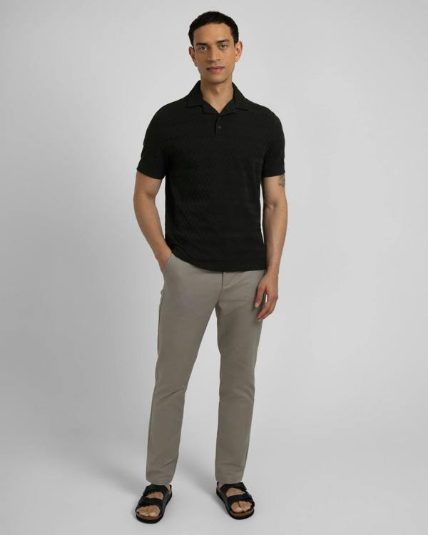 Steel & Jelly Beckton - Zigzag Textured Polo Shirt