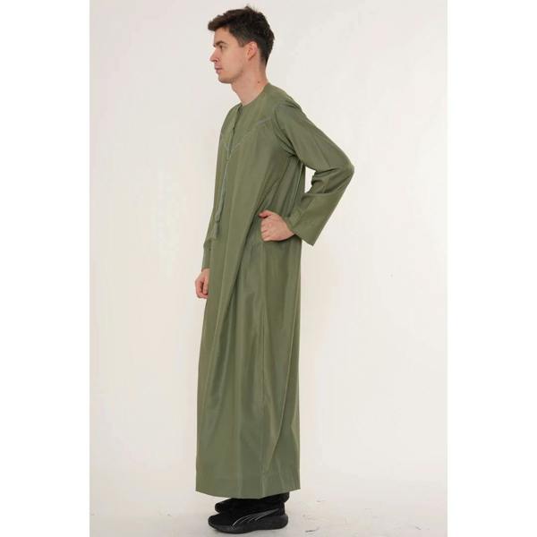 TT-008 - Men's Emirati Omani Arab Tassel Thobe - Olive - Thobez - 13
