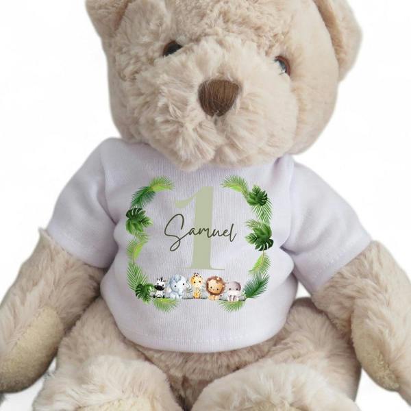 Aye Do Gifts Personalised Luxury Teddy Bear Green Boys 1st Birthday T-shirt  | New Baby Boys Present